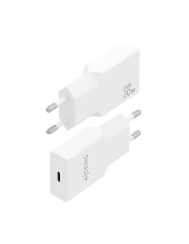 AISENS Cargador Ultra Delgado GaN 20W, 1xUSB-C PD3.0, Blanco