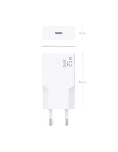 AISENS Cargador Ultra Delgado GaN 25W, 1xUSB-C PD3.0, Blanco