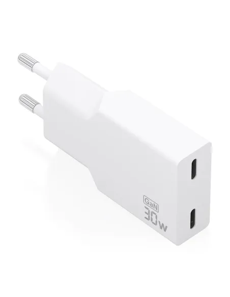 AISENS Cargador Ultra Delgado GaN 30W, 2xUSB-C PD3.0, Blanco