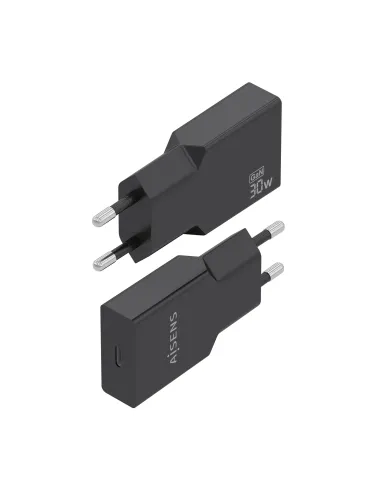 AISENS Cargador Ultra Delgado GaN 30W, 1xUSB-C PD3.0, Negro
