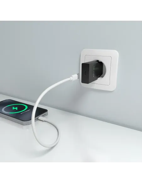 AISENS Cargador Ultra Delgado GaN 30W, 1xUSB-C PD3.0, Negro