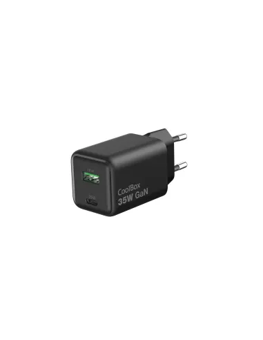 CoolBox CARGADOR GAN 35W USB-A USB-C PARED NEGRO