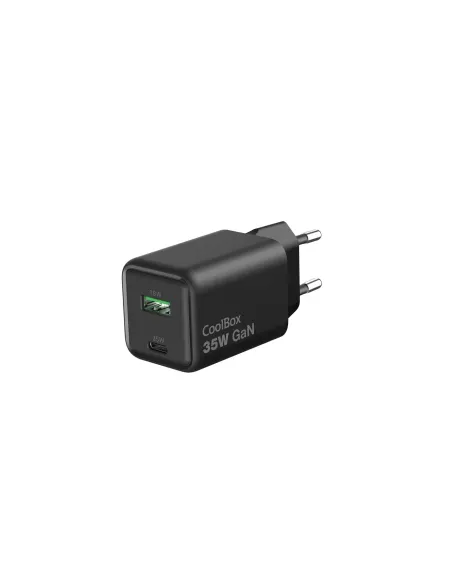 CoolBox CARGADOR GAN 35W USB-A USB-C PARED NEGRO