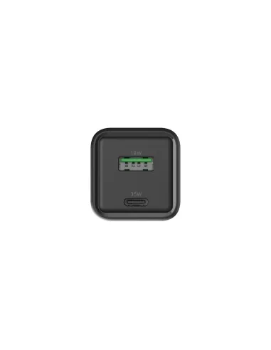CoolBox CARGADOR GAN 35W USB-A USB-C PARED NEGRO
