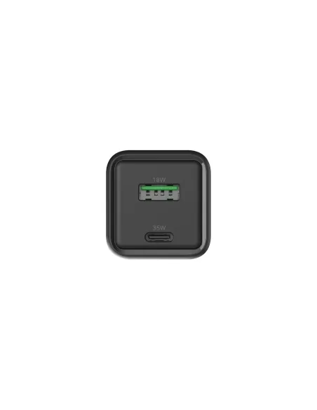 CoolBox CARGADOR GAN 35W USB-A USB-C PARED NEGRO