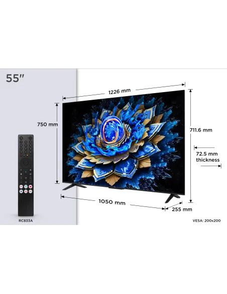TCL T69C 55T69C Televisor 139,7 cm (55") 4K Ultra HD Smart TV Wifi Negro 350 cd   m²