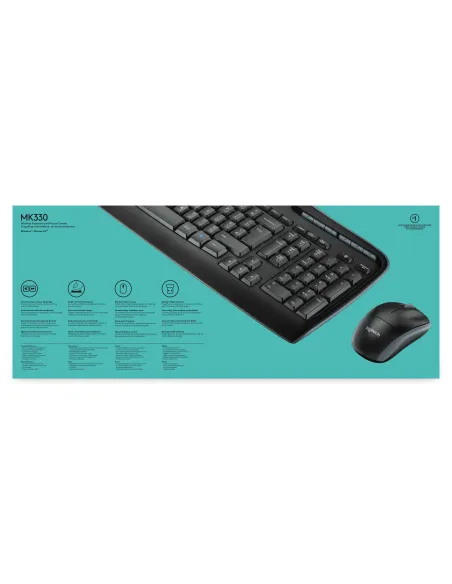 Logitech MK330 teclado Ratón incluido Oficina USB QWERTY Internacional de EE.UU. Negro