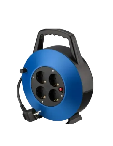 Regleta alargadera phasak 4 tomas schuko con proteccion enrollable 10 metros