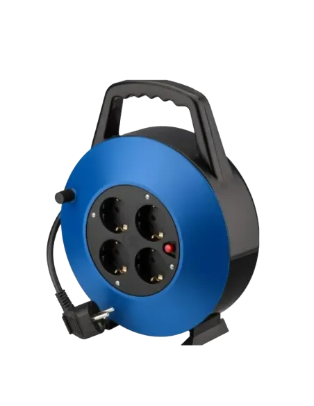 Regleta alargadera phasak 4 tomas schuko con proteccion enrollable 10 metros