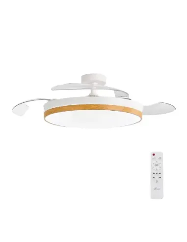 Concept nature ventilador de techo con luz  aspas retractiles estilo madera
