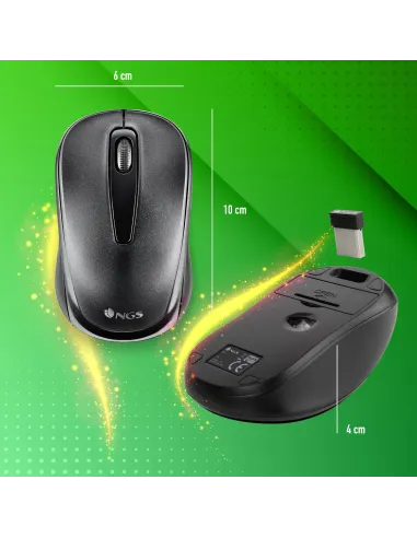 NGS EASY GAMMA ratón Oficina Ambidextro RF inalámbrico Óptico 1200 DPI