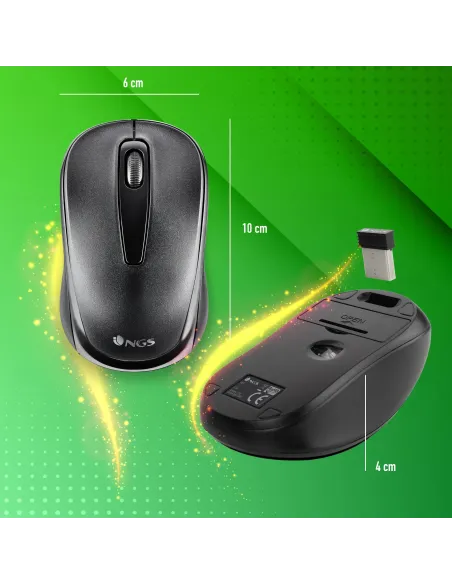 NGS EASY GAMMA ratón Oficina Ambidextro RF inalámbrico Óptico 1200 DPI