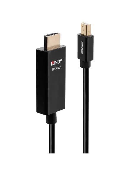 Lindy 40923 adaptador de cable de vídeo 3 m Mini DisplayPort HDMI tipo A (Estándar) Negro
