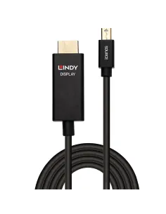 Lindy 40923 adaptador de cable de vídeo 3 m Mini DisplayPort HDMI tipo A (Estándar) Negro 2