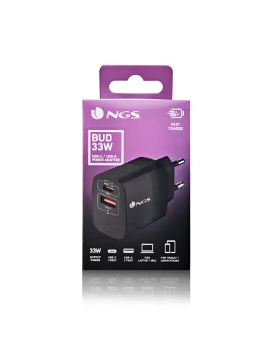 NGS BUD 33W Universal Negro Corriente alterna Carga rápida Interior