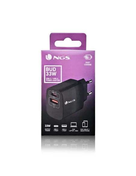 NGS BUD 33W Universal Negro Corriente alterna Carga rápida Interior