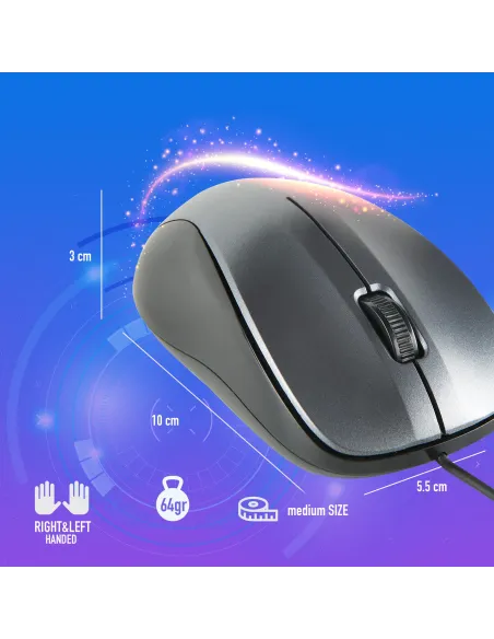 NGS CREW ratón Oficina Ambidextro USB tipo A Óptico 1200 DPI