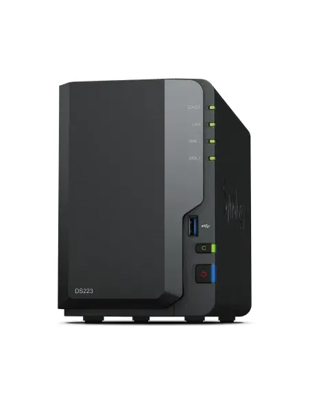 Servidor nas synology disk station ds223 2bay 1.7 ghz qc 2gb ddr 4 1 x gbe 3x usb 3.2
