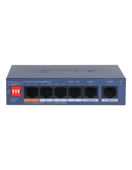 Dahua Technology CS4006-4ET2GT-60 switch Gestionado L2 Gigabit Ethernet (10 100 1000) Energía sobre Ethernet (PoE) Azul