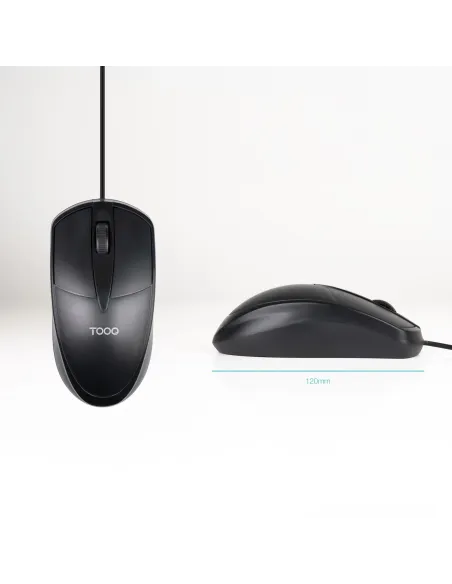 TooQ Ratón óptico con cable USB, 1000 DPI