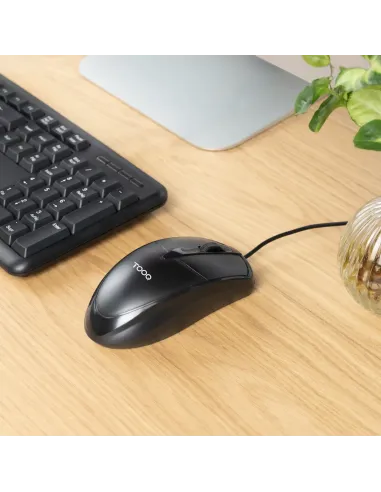 TooQ Ratón óptico con cable USB, 1000 DPI