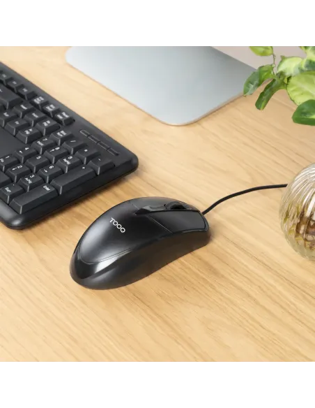 TooQ Ratón óptico con cable USB, 1000 DPI