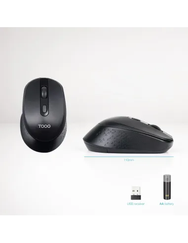 TooQ Ratón inalámbrico, 1600 DPI, 4 Botones, Negro