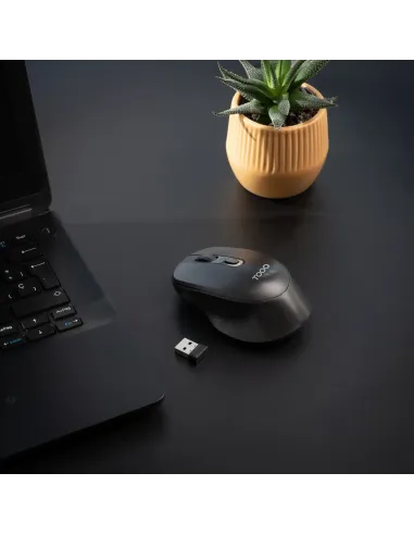 TooQ Ratón inalámbrico, 1600 DPI, 4 Botones, Negro