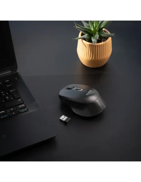 TooQ Ratón inalámbrico, 1600 DPI, 4 Botones, Negro