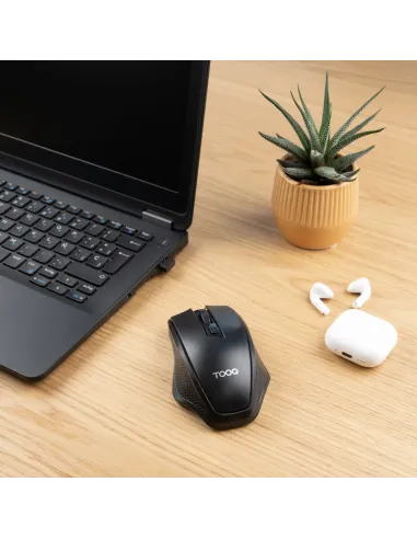 TooQ Ratón inalámbrico, 1600 DPI, 4 botones, Negro