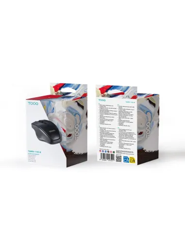 TooQ Ratón inalámbrico, 1600 DPI, 4 botones, Negro
