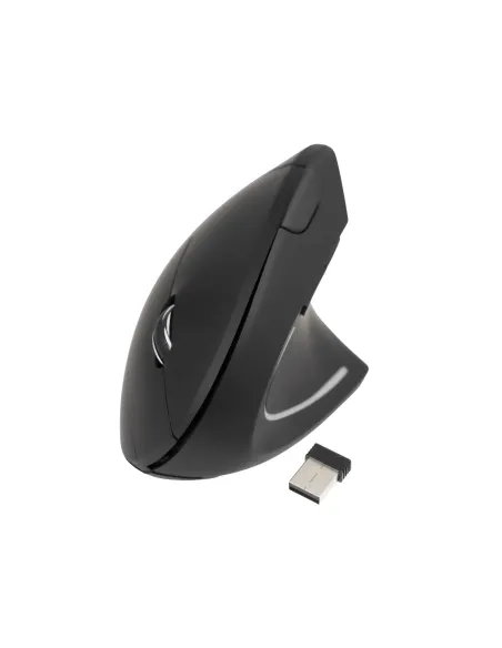 TooQ Ratón Inalámbrico Ergonómico Vertical 3200 DPI, 6 botones, Negro