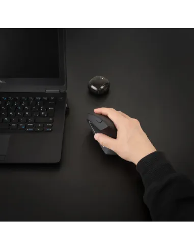 TooQ Ratón Inalámbrico Ergonómico Vertical 3200 DPI, 6 botones, Negro