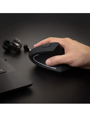 TooQ Ratón Inalámbrico Ergonómico Vertical 3200 DPI, 6 botones, Negro