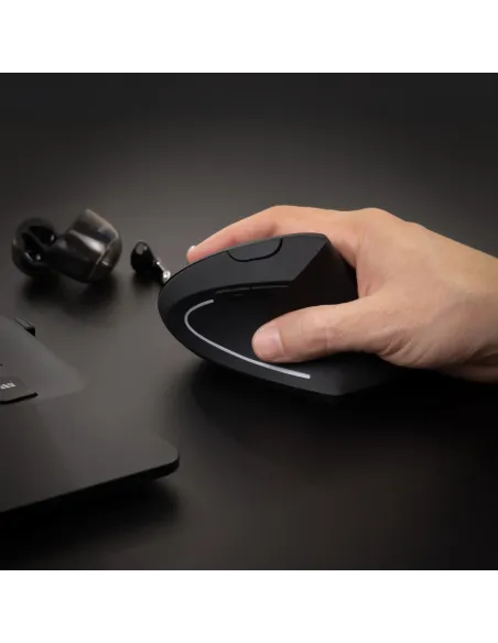 TooQ Ratón Inalámbrico Ergonómico Vertical 3200 DPI, 6 botones, Negro
