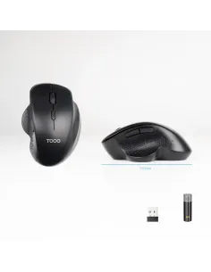 TooQ Ratón Inalámbrico Ergonómico 1600 DPI, 6 botones, Negro 2