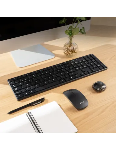 TooQ Teclado + Ratón slim inalámbricos, Negro