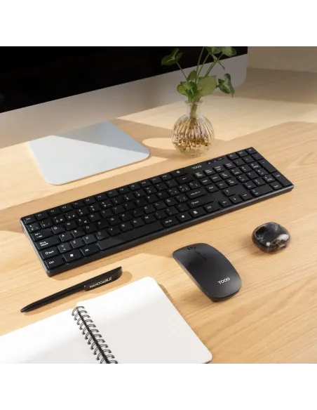 TooQ Teclado + Ratón slim inalámbricos, Negro