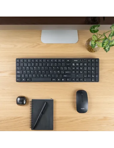 TooQ Teclado + Ratón slim inalámbricos, Negro