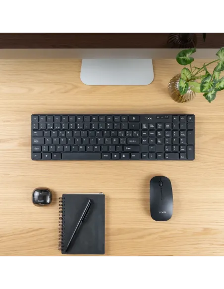 TooQ Teclado + Ratón slim inalámbricos, Negro
