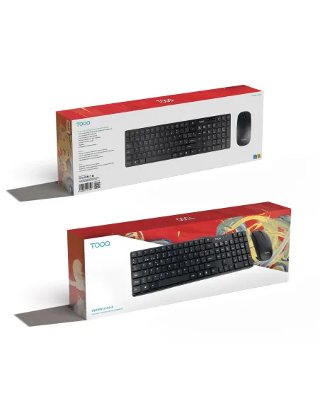 TooQ Teclado + Ratón slim inalámbricos, Negro