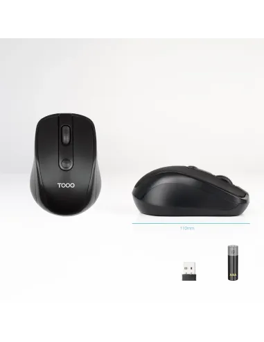 TooQ Ratón inalámbrico, 1600 DPI, 4 botones, Negro