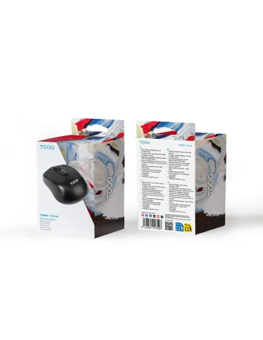 TooQ Ratón inalámbrico, 1600 DPI, 4 botones, Negro