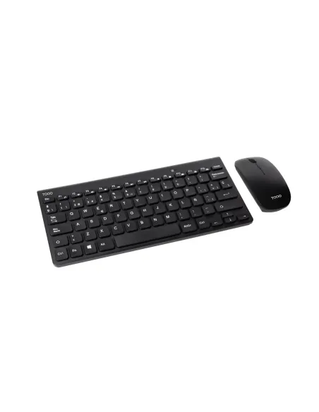TooQ Teclado compacto + Ratón slim inalámbrico, Negro