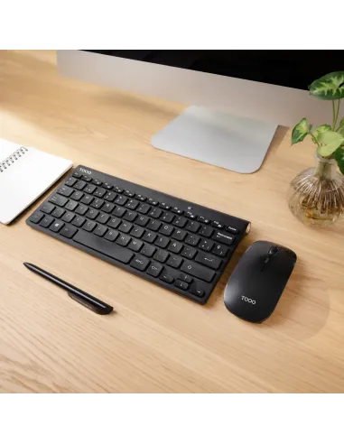 TooQ Teclado compacto + Ratón slim inalámbrico, Negro
