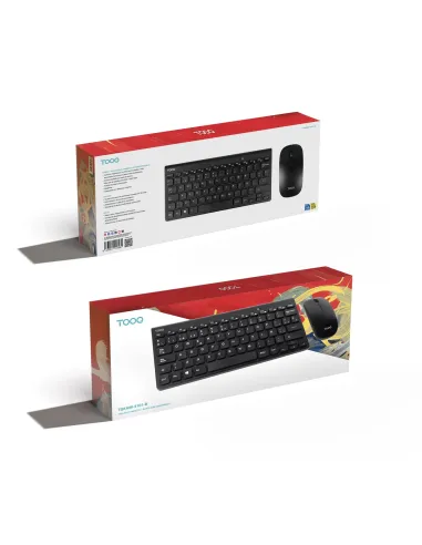 TooQ Teclado compacto + Ratón slim inalámbrico, Negro