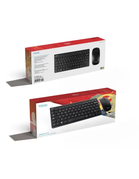 TooQ Teclado compacto + Ratón slim inalámbrico, Negro