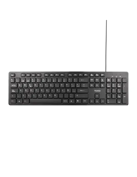 TooQ Teclado silencioso USB, 105 teclas, Negro