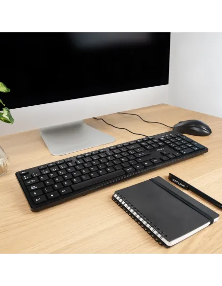TooQ Teclado silencioso USB, 105 teclas, Negro
