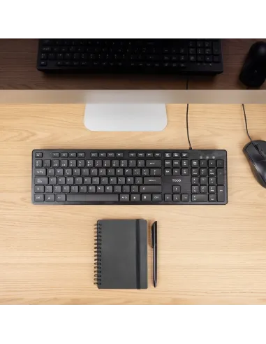 TooQ Teclado silencioso USB, 105 teclas, Negro